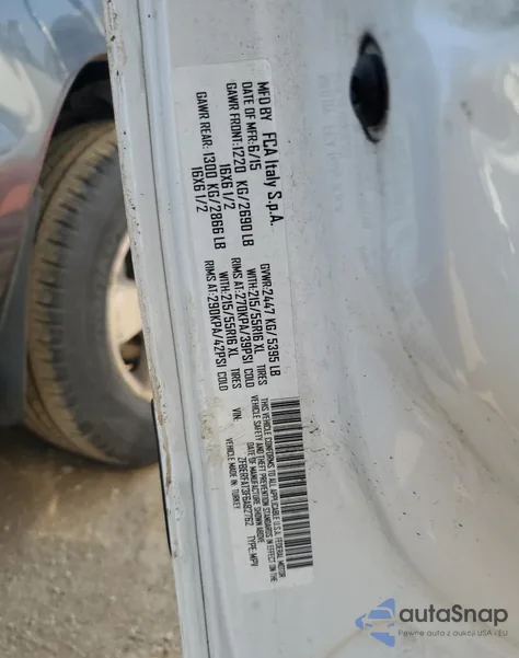 2015 Ram Promaster City z USA, uszkodzony, nr VIN ZFBERFAT3F6A82762